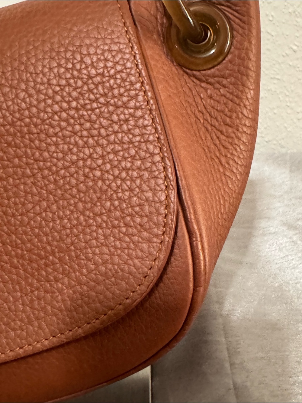 Simon Miller Chestnut Pebbled Leather Shoulder Bag with Tortoiseshell Chain - Picture 13 of 16